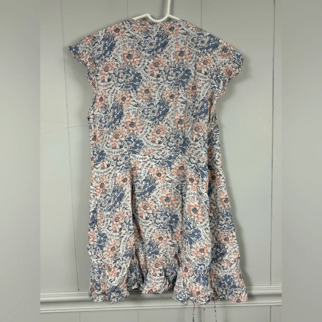 Abercrombie & Fitch Floral White Blue Pink Rose Wrap Dress Large Petite Boho - Image 5