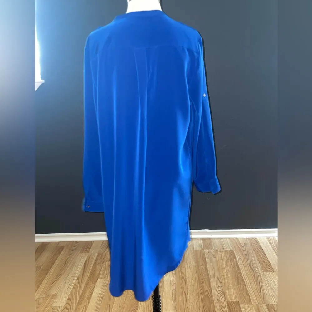 Calvin Klein Cobalt Blue button down shirt dress size 14 tunic long sleeve - Image 5