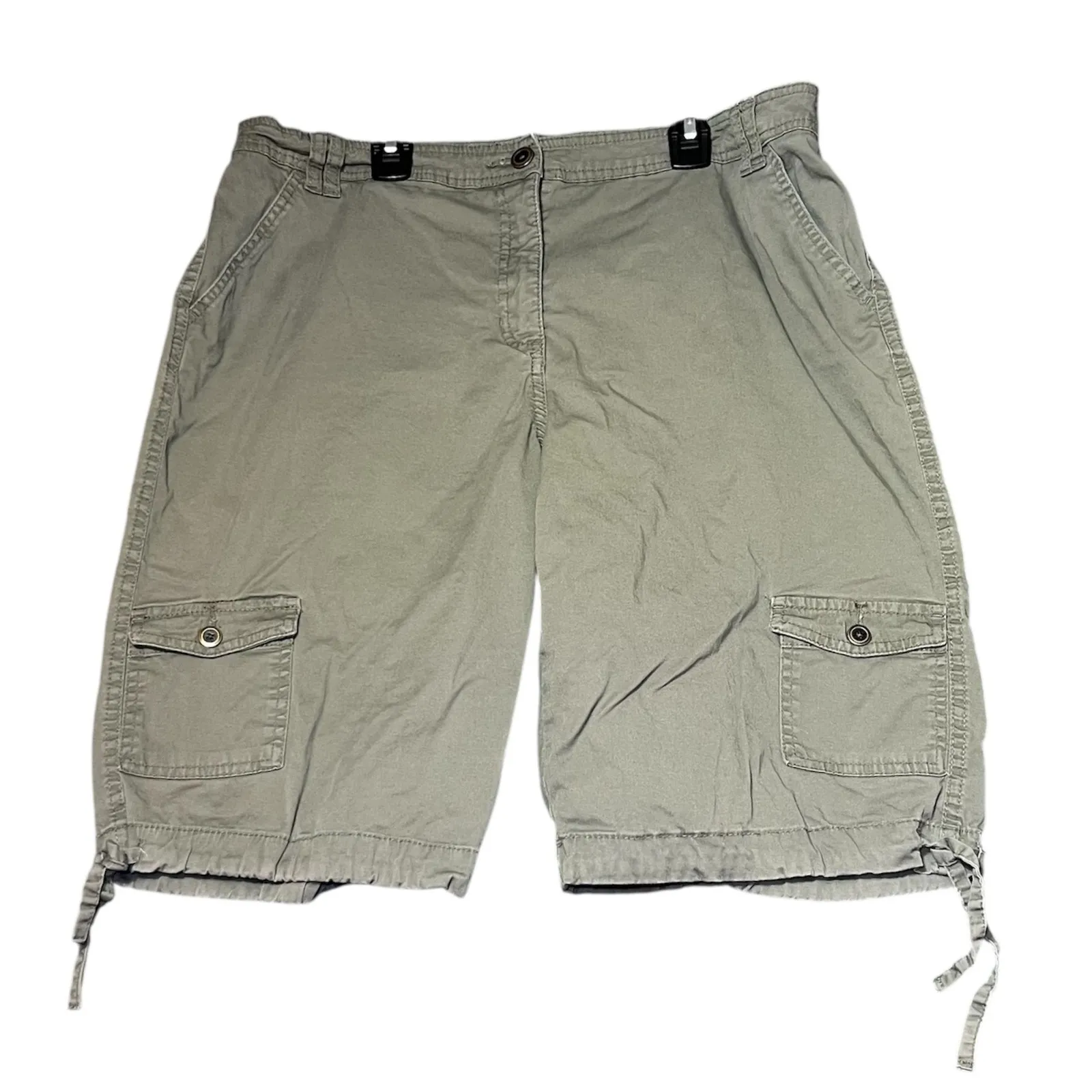 Karen Scott Cargo Capri Pants Womens 14 Beige Hiking Outdoors Everyday Pockets - Image 1