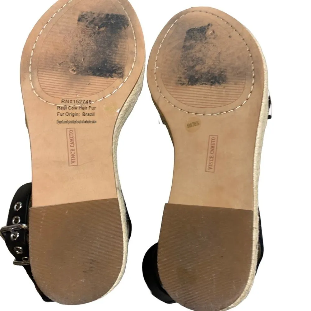 Vince Camuto Kathalia Espadrille Sandal‎ Calf Hair Size 6 Animal Print Zebra - Image 11