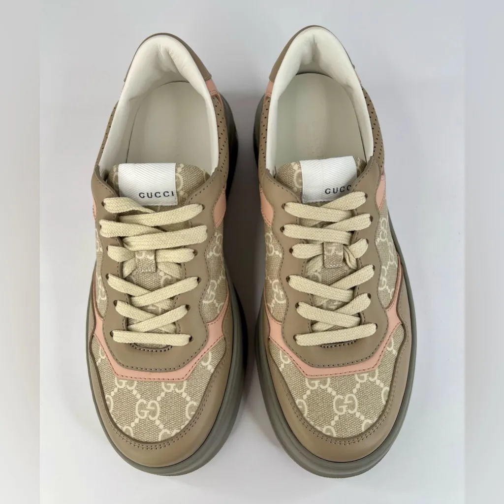 Gucci GG Supreme Canvas Leather Women Chunky Platform Sneakers Size EU 40.5 - Image 9