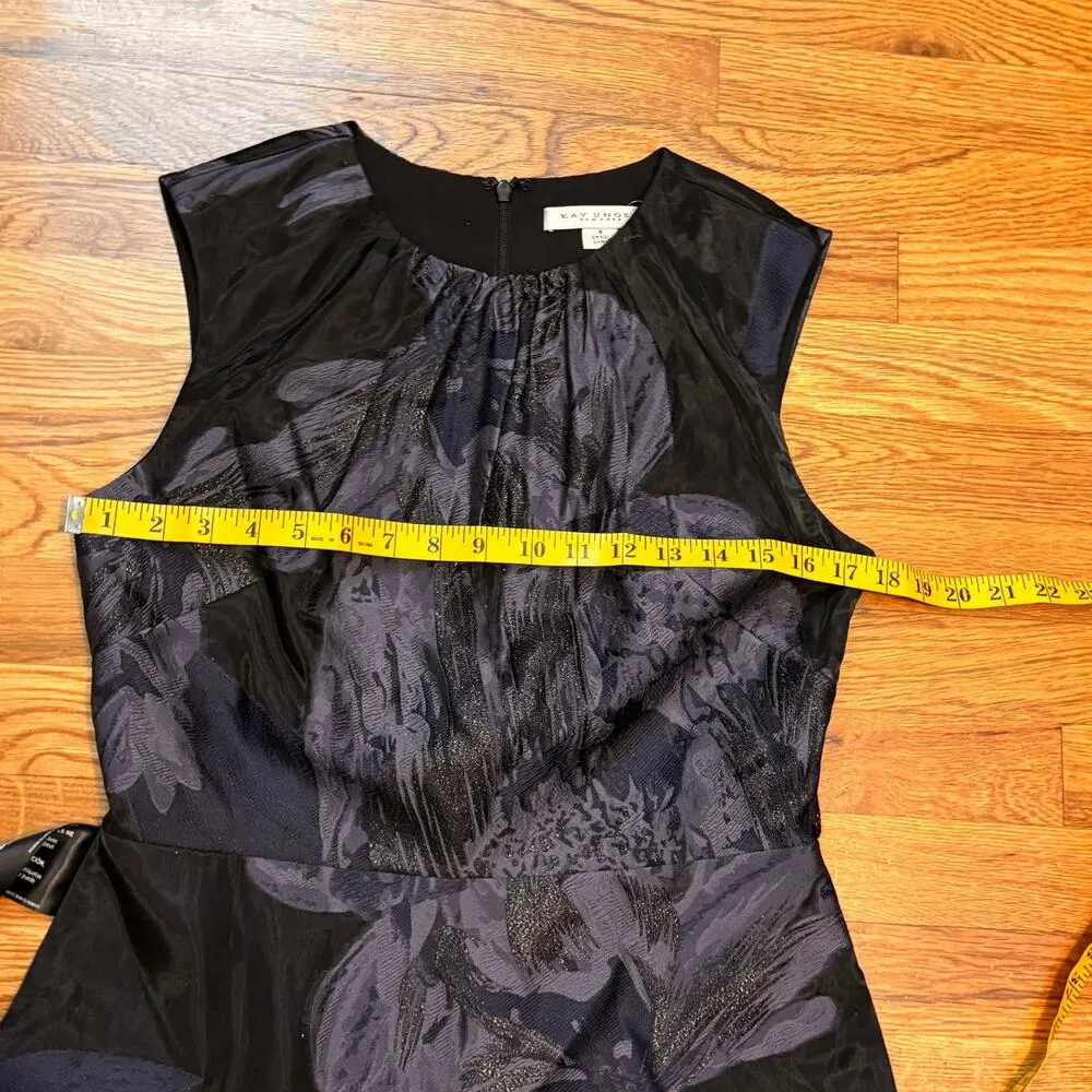 Kay Unger Beatrix Women 8 Floral High Low Tea Ruffle Sleeveless Cocktail Dress - Image 2