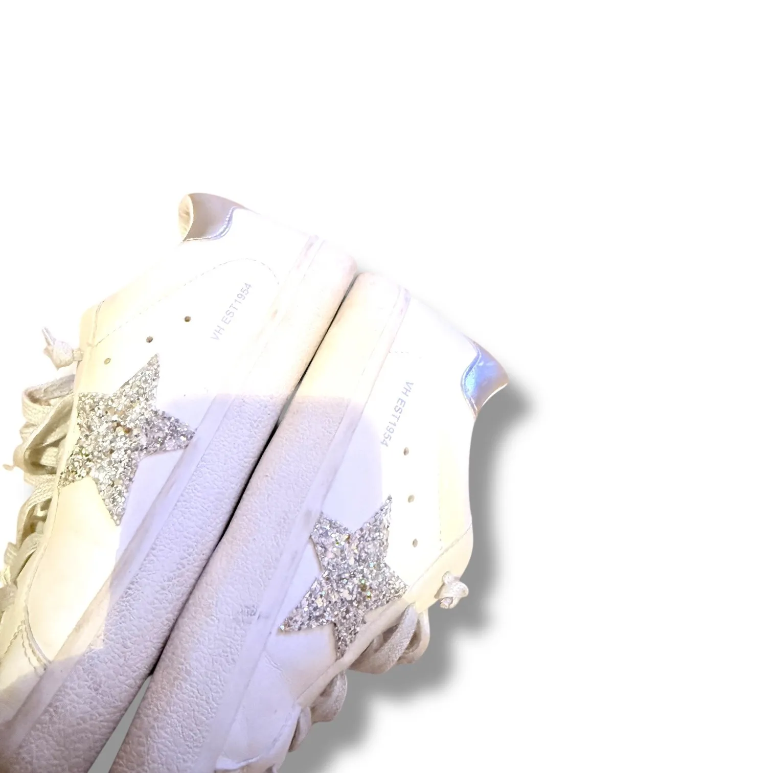 Vintage Havana Glitter Star Sneakers Size 9.5 White Leather Low Top Casual - Image 9
