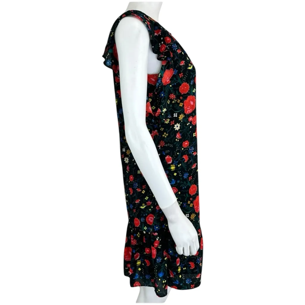 J. Crew Black Floral Mini Dress Size XS - Image 4