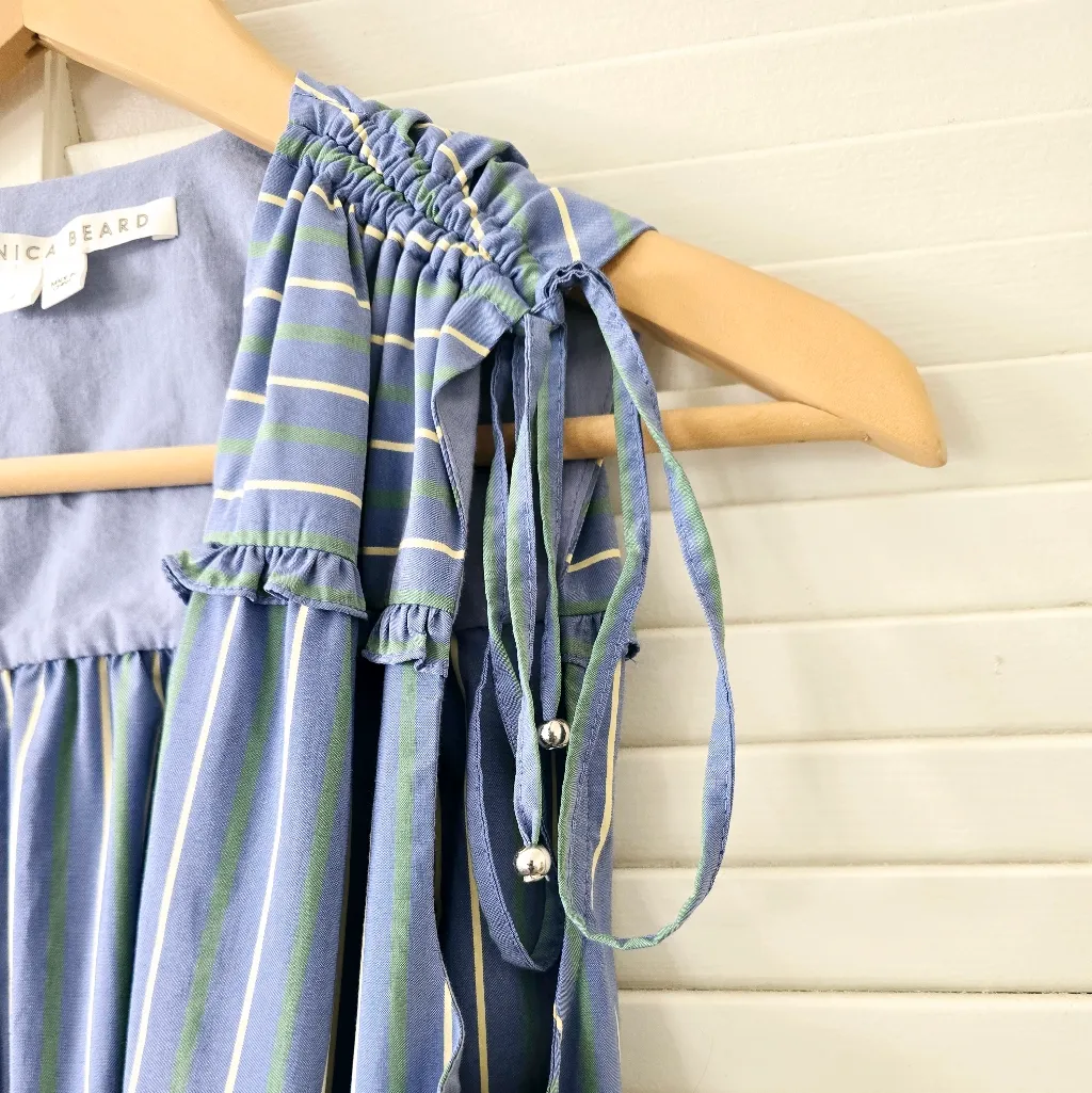 VERONICA BEARD Teagan Striped Dress Blue Kelly Green size 4 - Image 9