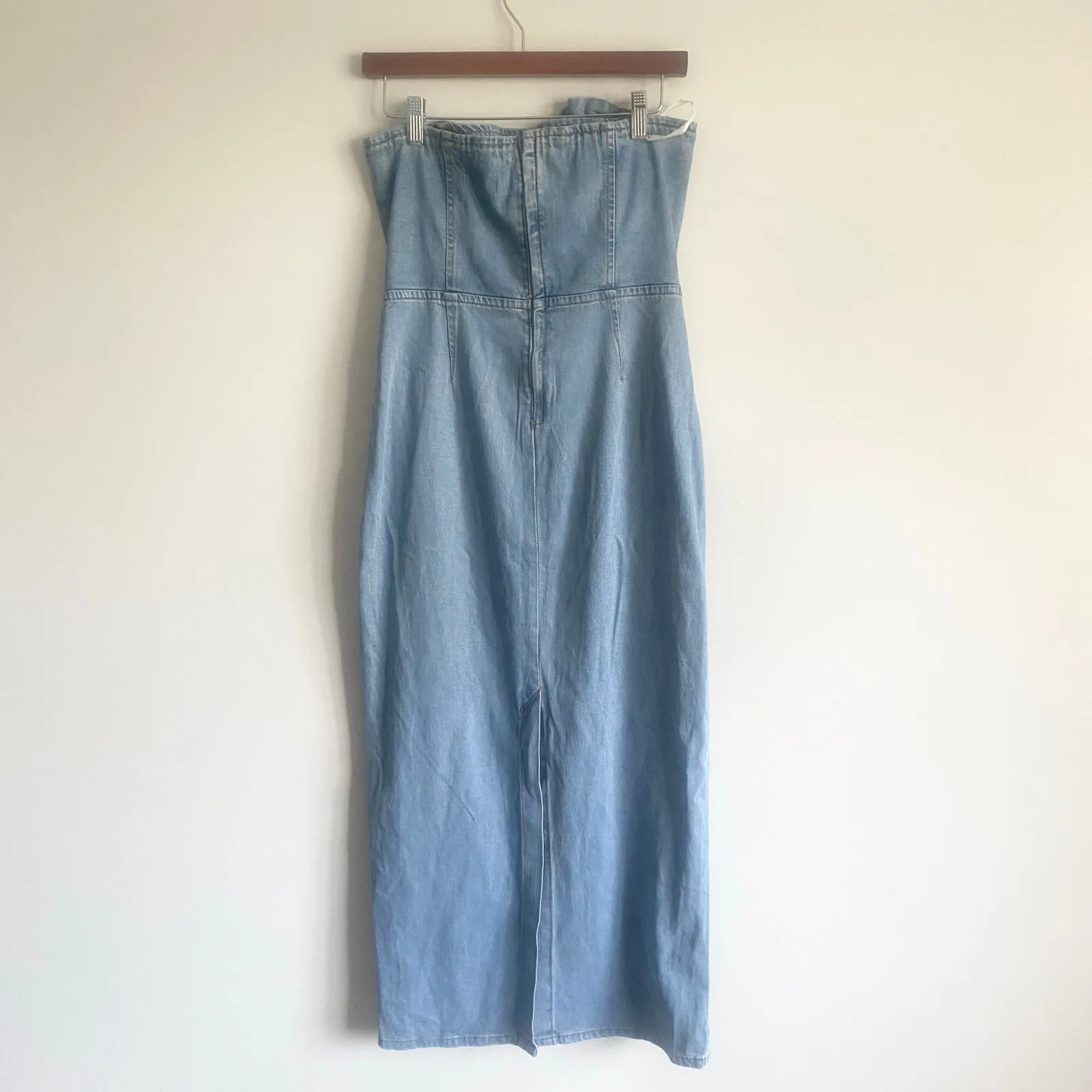 NWT Torn by Ronny Kobo Renee Strapless Denim Midi Dress Blue Size Medium - Image 5