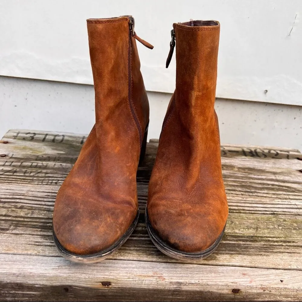 Franco Sarto Marlene cognac suede leather heeled booties 8.5M - Image 2