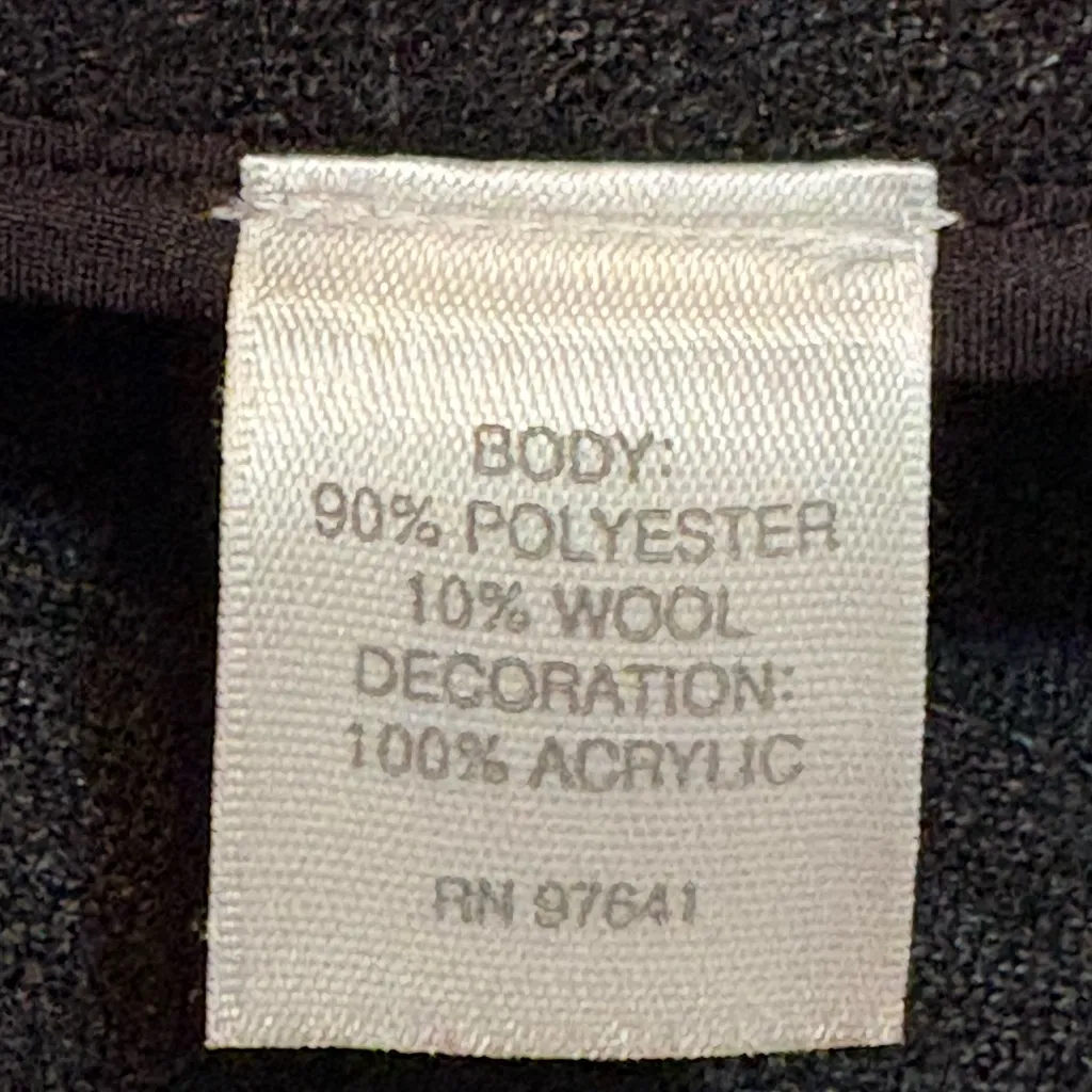 J Jill Women's Open Front Cardigan Sweater Abstract Swirls Wool Blend Size M Black Size M - Image 7