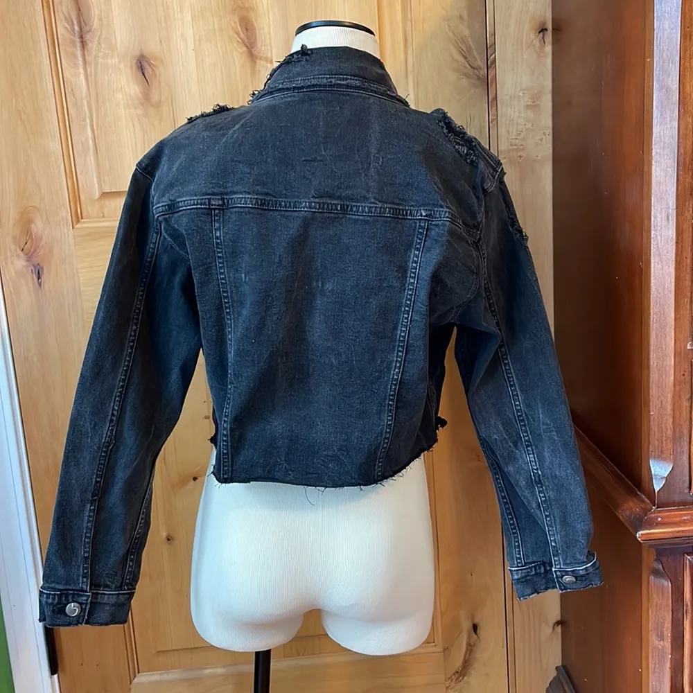 Taylor Hill x JOE’S JEANS Princess Black Distressed Denim Cropped Jacket EUC M - Image 5