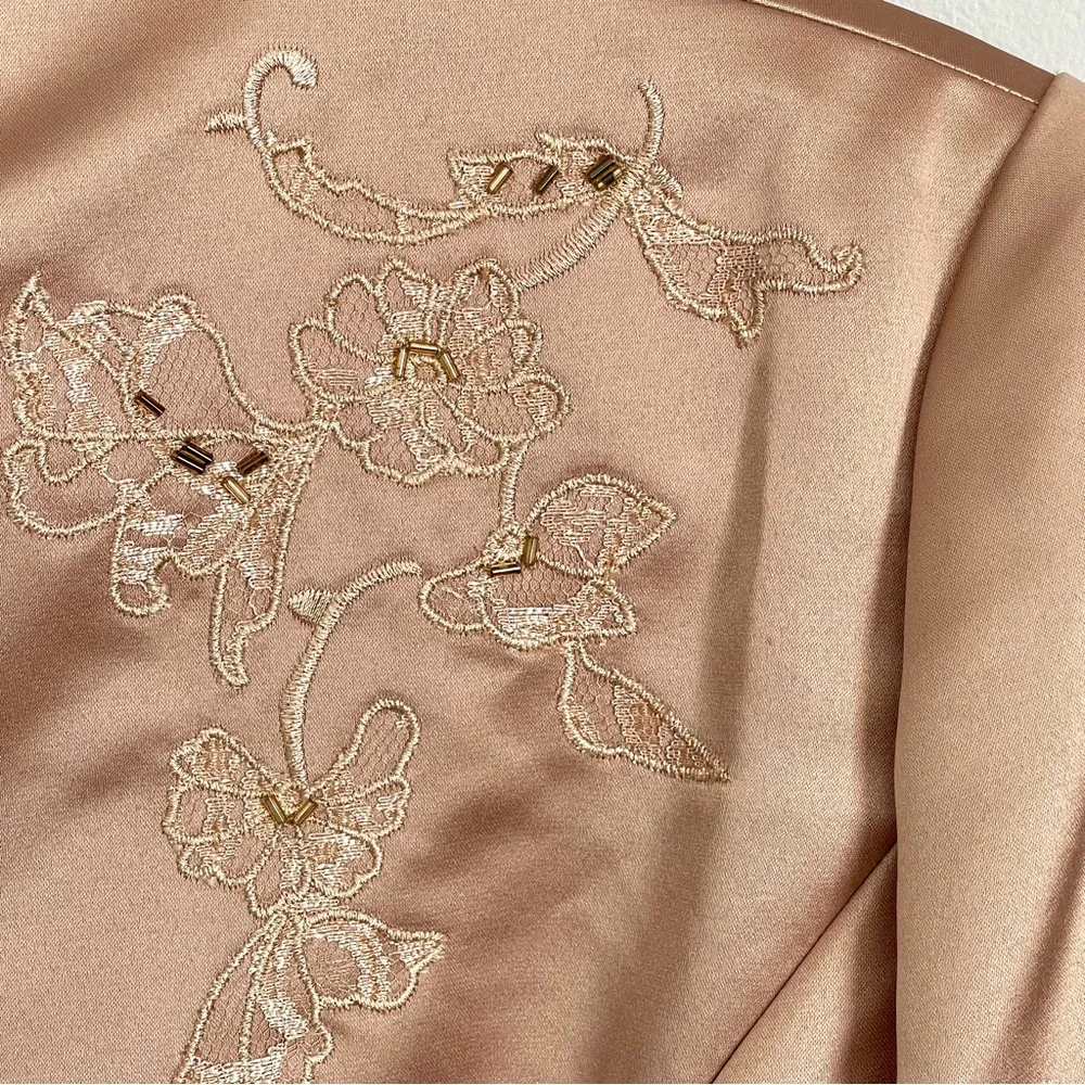 DONNA MORGAN | Gold Satin Embroidered Blazer Jacket Sz 10 - Image 3