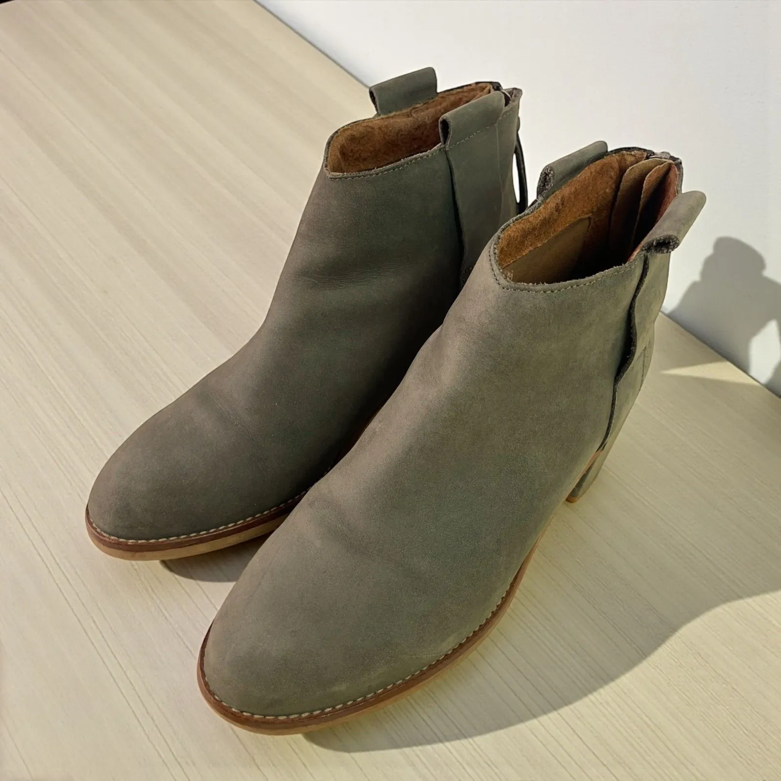 Topshop Suede Ankle Booties – Olive Gray - Image 3