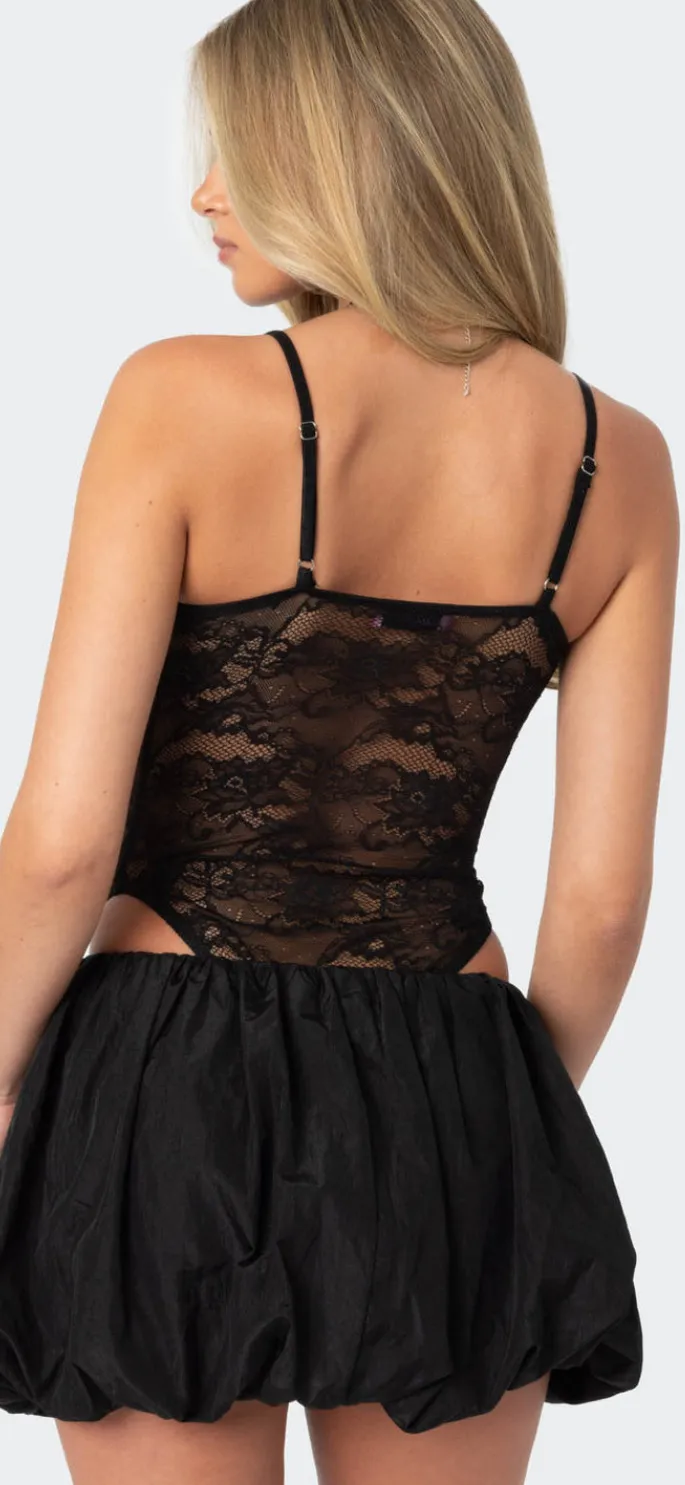 Edikted strappy sheer lace bodysuit in black - Image 3