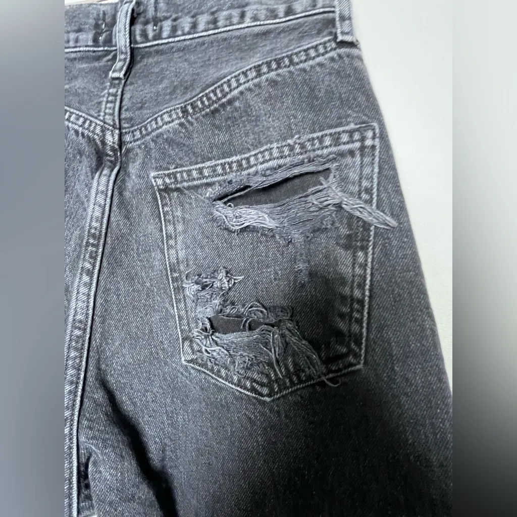 Agolde Jeans Women Sz 23 Blk 90s Crop Heavily Distressed Ripped Organic Cotton - Image 7