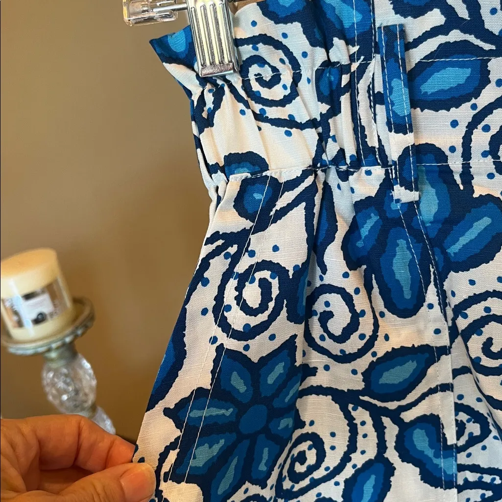 Current Air High Waist Shorts Vivid Blue White Linen Blend New - Image 6