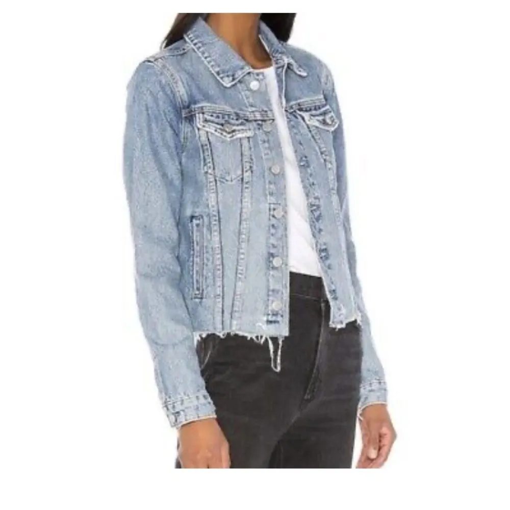 Lovers + Friends Brandon Distressed Raw Hem Jean Jacket in Santa Cruz - Image 2