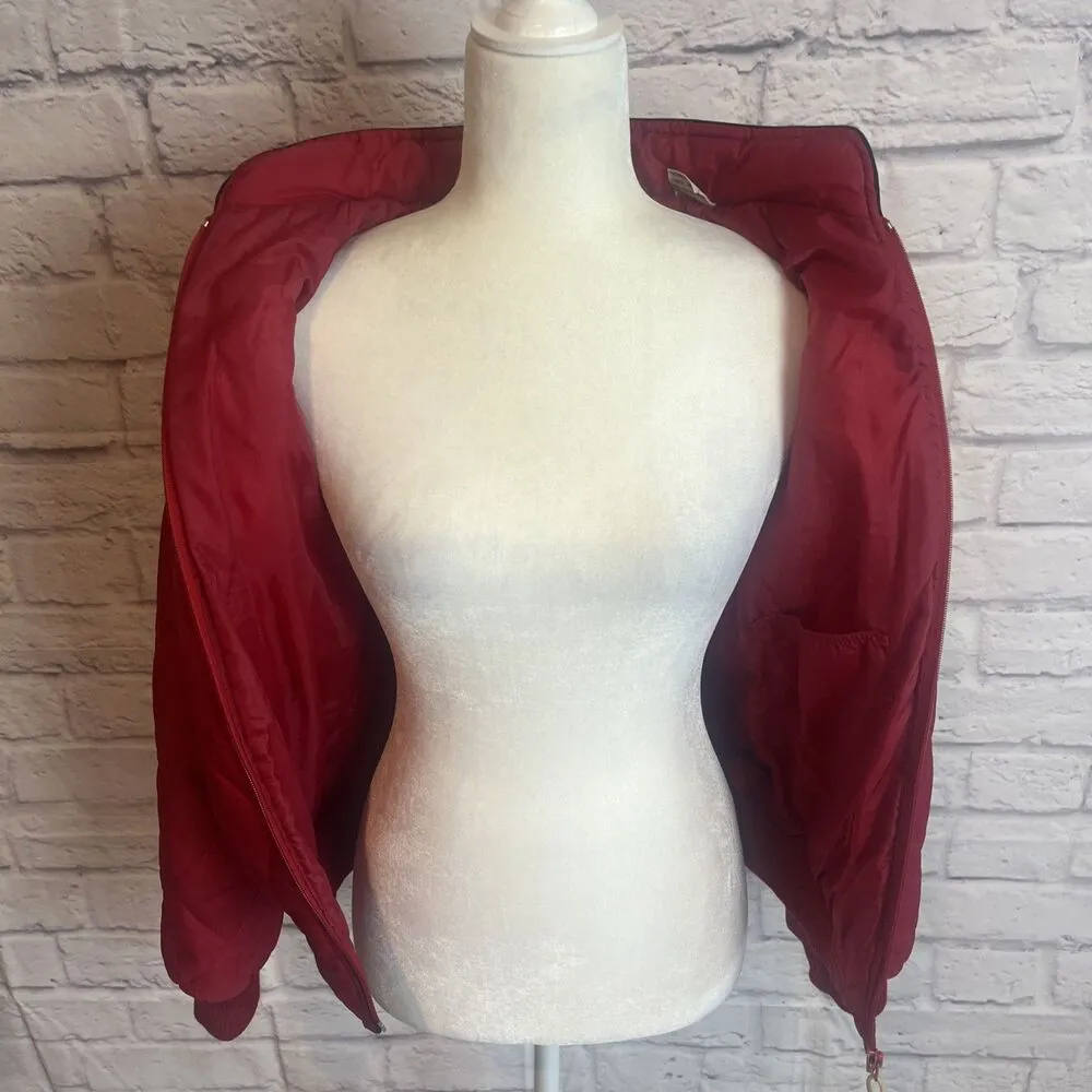 Zeka Of California Women’s Red Quilted Bomber Aviator Style Jacket Size Large - Image 6