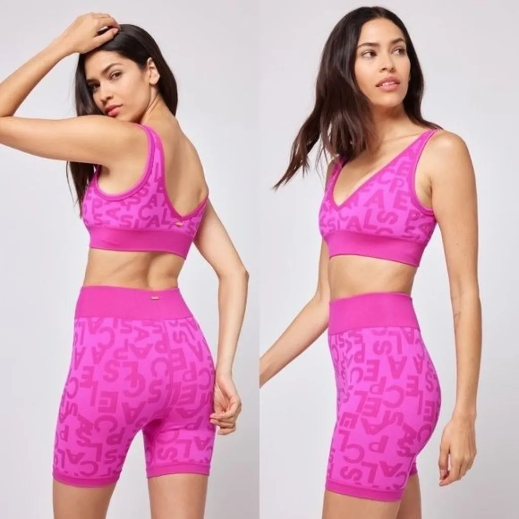 NWT l*space Monument Sports Bra XS/S Bougainvillea Logo Letter Seamless Pink - Image 2