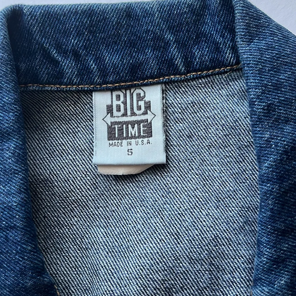 Vintage Big Time Denim Vest Patriotic Red White Stripes - Image 5