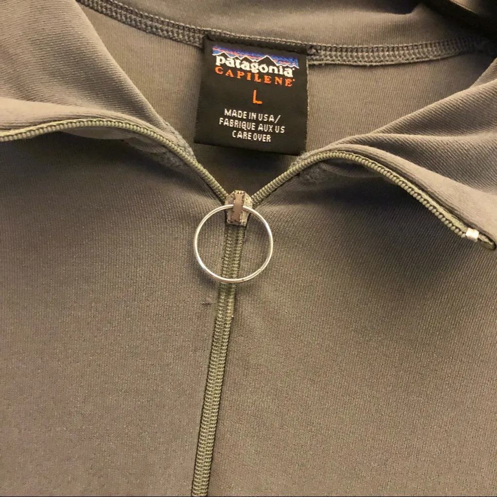 Patagonia Capilene Long Sleeve Baselayer Quarter Zip Pullover Green Large‎ - Image 3