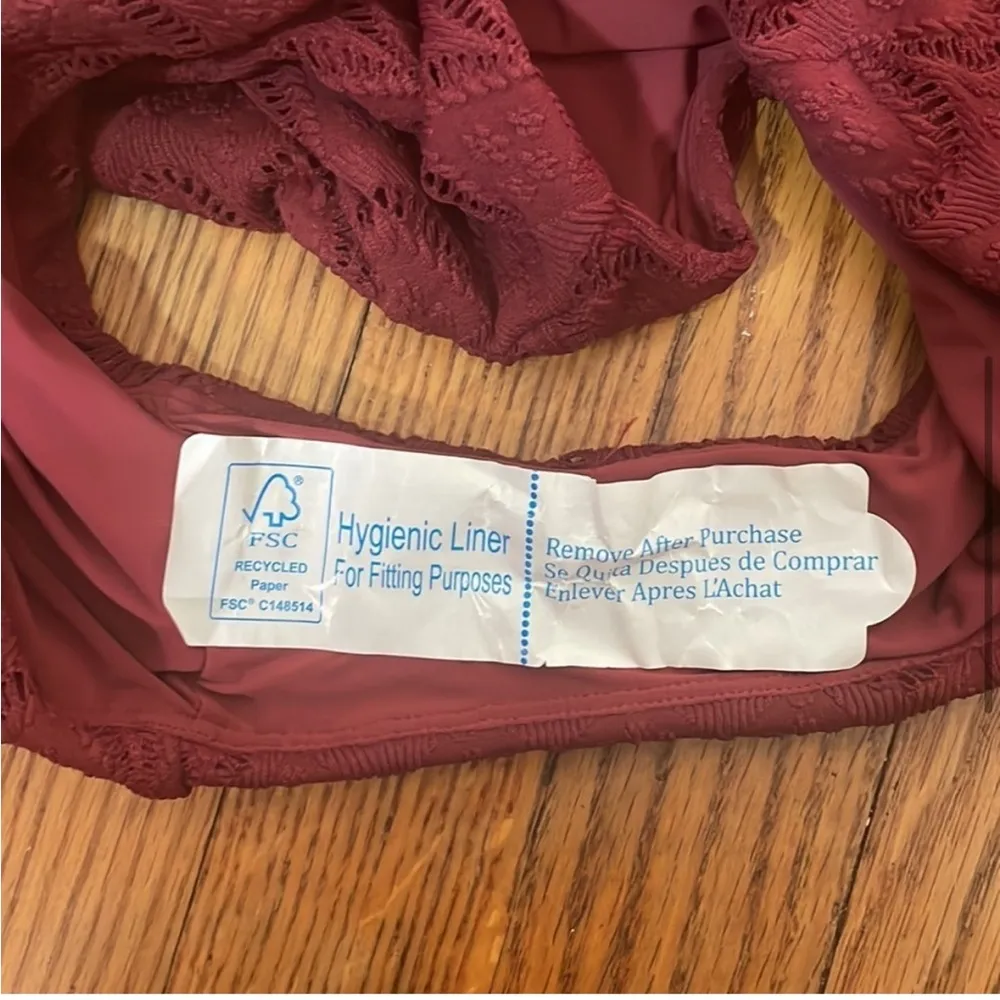 Andie Super High Waisted‎ Bikini Bottom size L Crochet Syrah Red NWT - Image 5