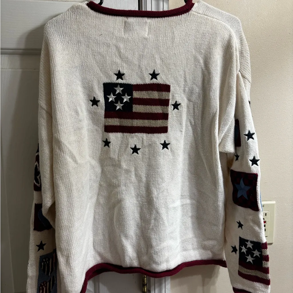 Vintage Christopher & Banks Americana Knit Embroidered Cardigan Size large - Image 5