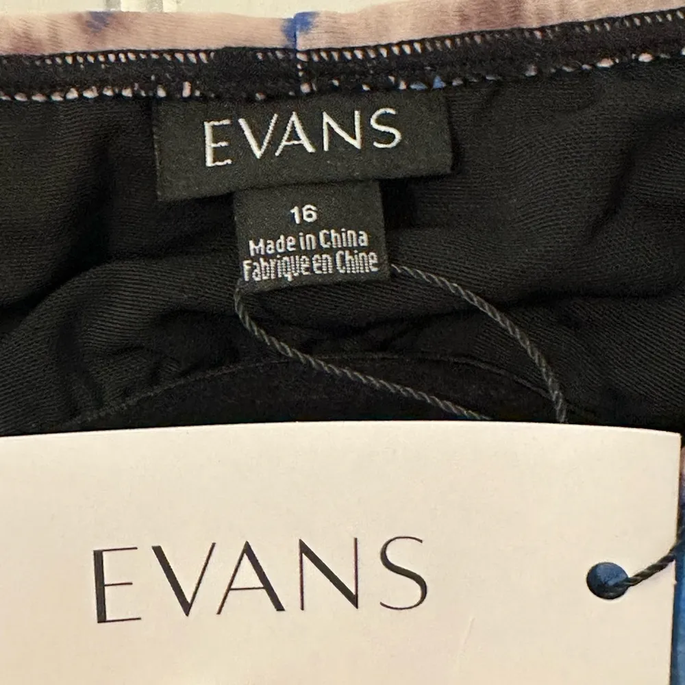 Evans Blue Wave Print Tiered Tankini Top‎ Size 16 NWT Adjustable Straps Padding - Image 3