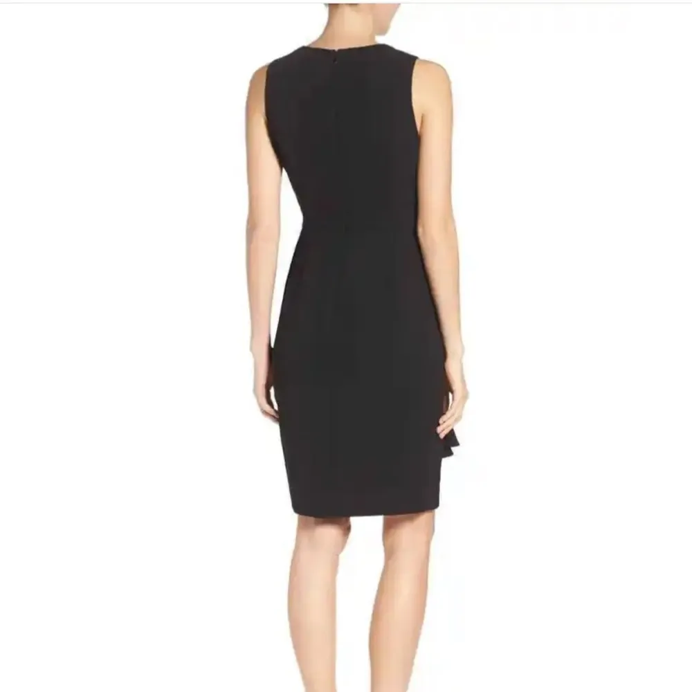 ruffle layered skirt black formal sleeveless sheath dress women Size 2 - Image 13