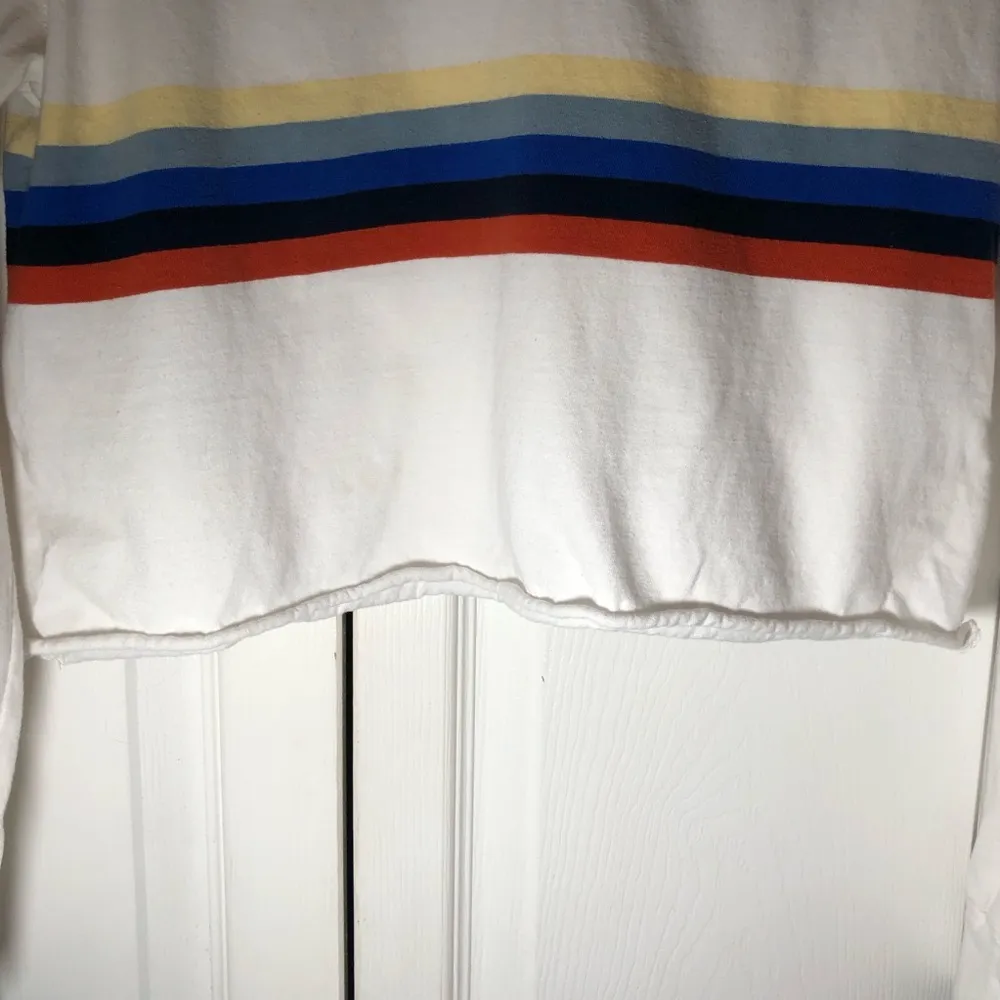 John Galt Brandy Melville White Striped Long Sleeve Collared Shirt Size S - Image 6