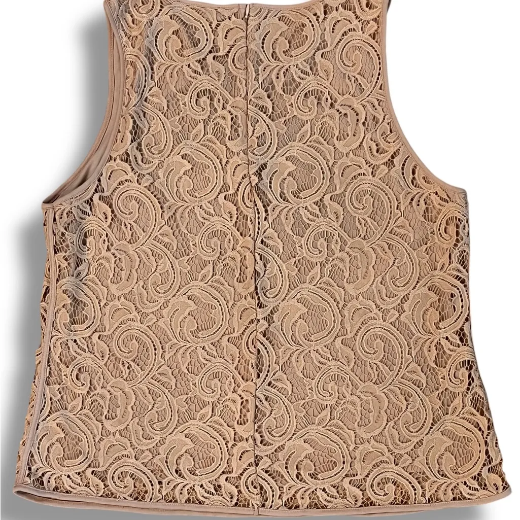 Adrianna Papell Lace Overlay Sleeveless Round Neck Blouse Blush Pink XL Barbie - Image 2