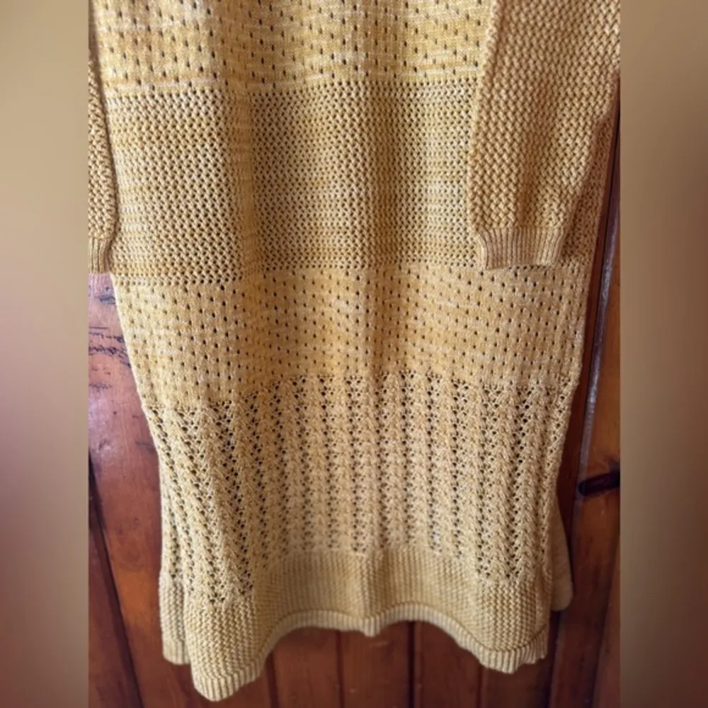 Marled‎ Mustard Yellow Cable Knit Long Cardigan Size Medium - Image 6