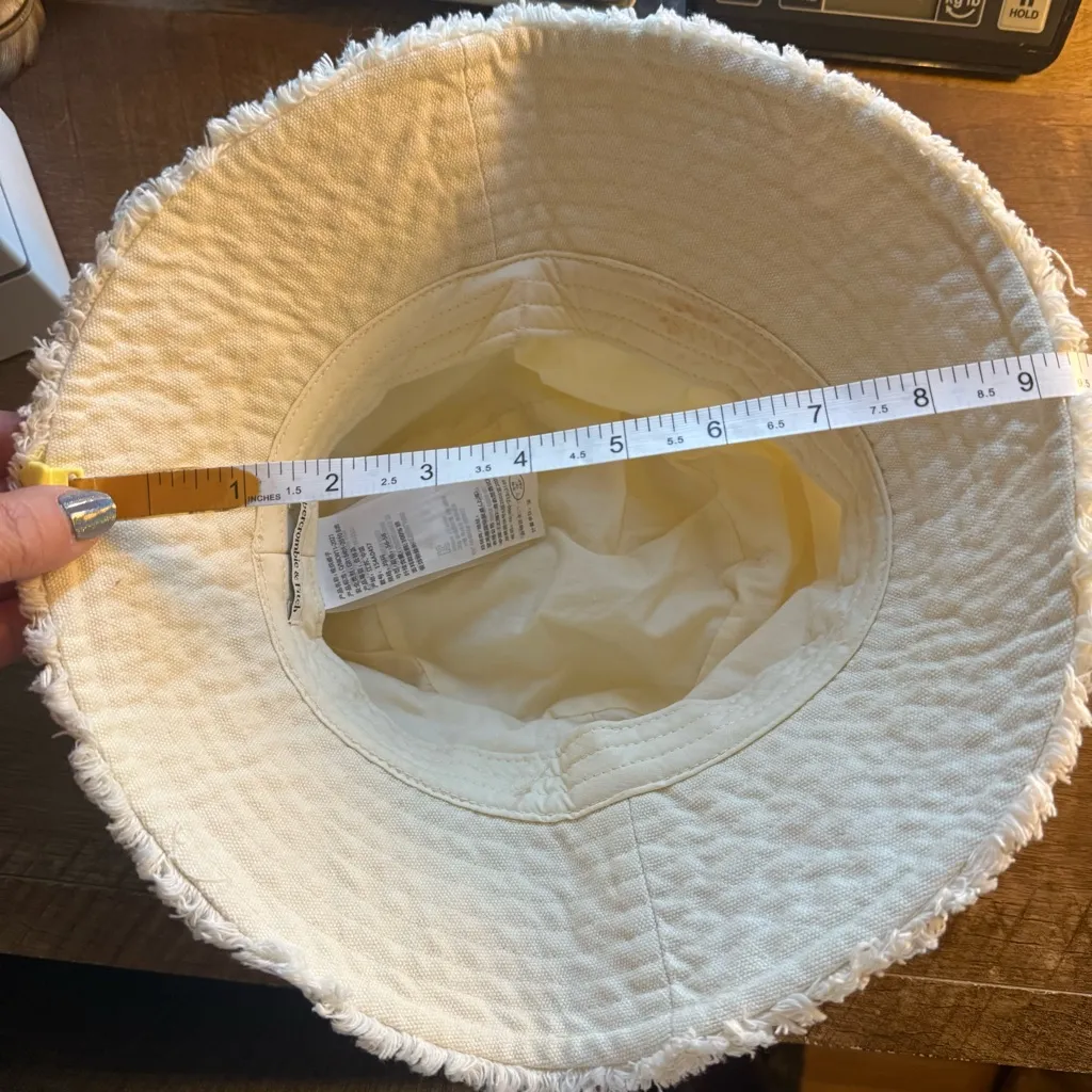 Bucket Hat Fisherman Denim Fringe Edge Sun Cap Light Denim Beige - Image 6