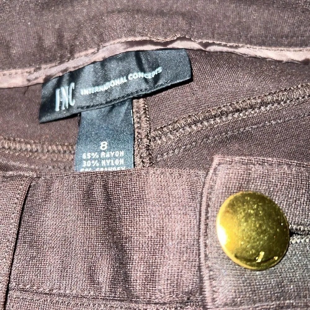 INC International Concepts Brown Curvy Ponte Knit‎ Leggings Size 8 - Image 3