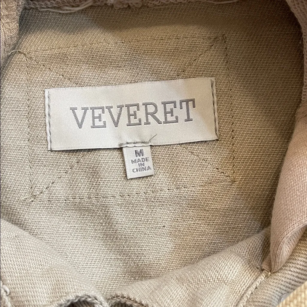 Veveret Beige Star Cropped Hoodie Jacket Tan Size M - Image 5