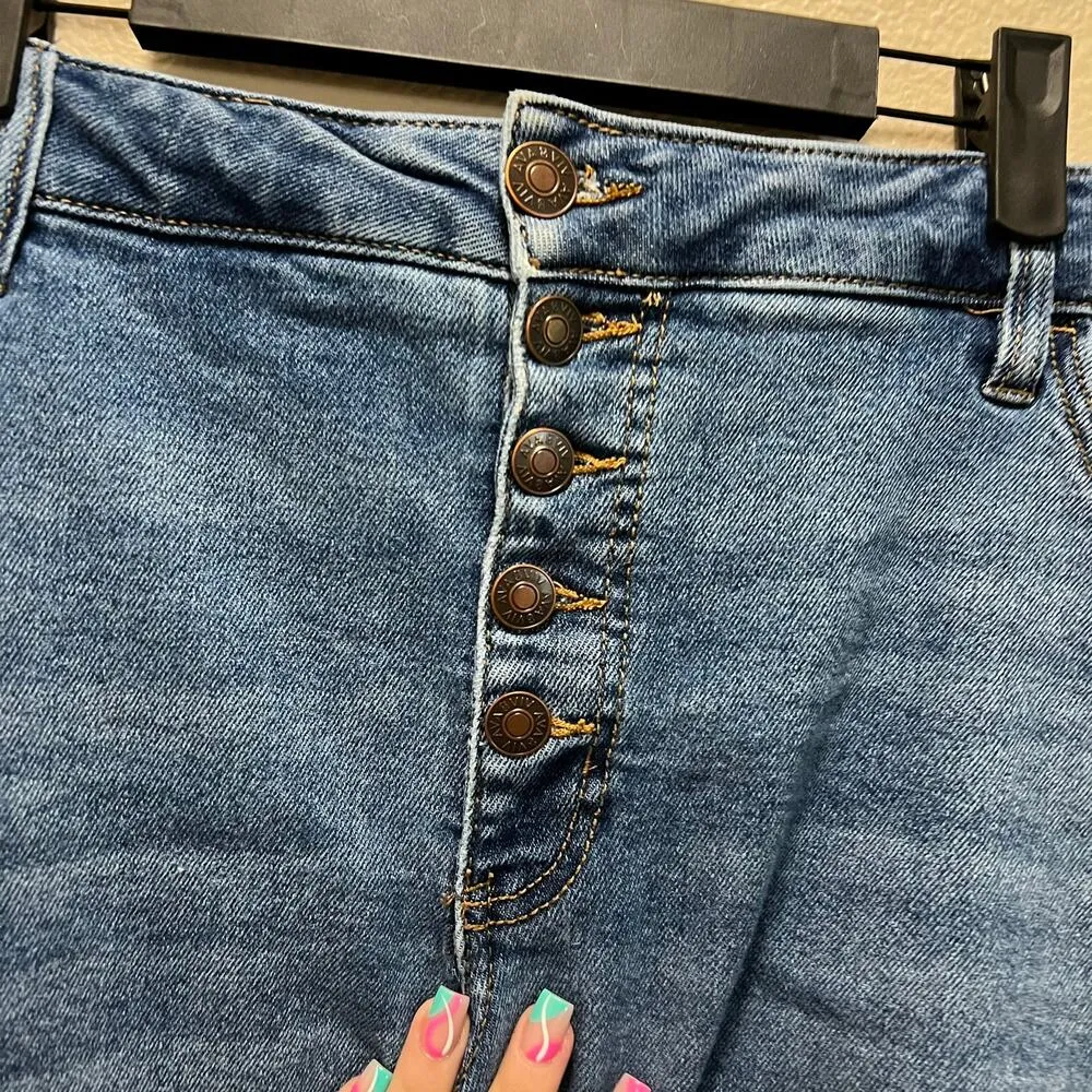 Ava & Viv Button Fly Denim Jean Shorts High Rise Cut Offs Plus Size 20W - Image 5