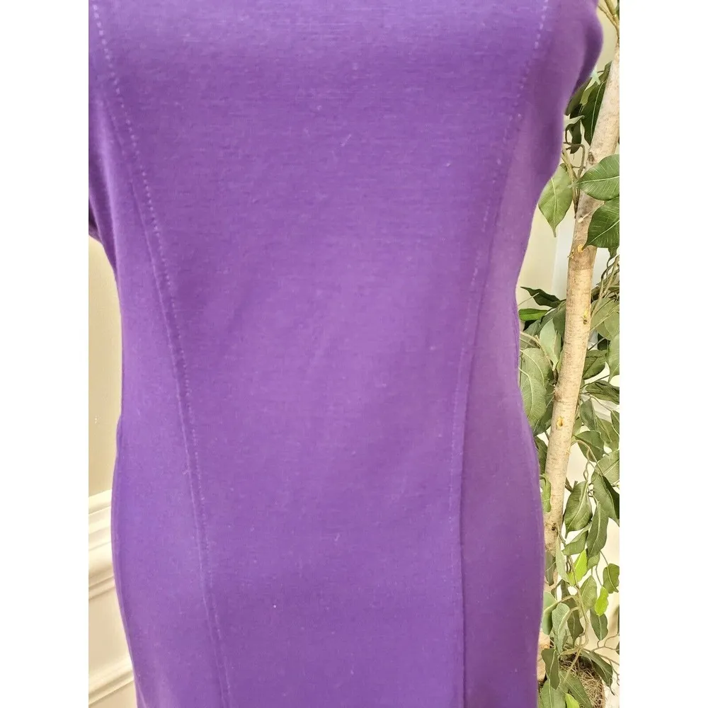 Spense Women's Purple Solid Polyester Cowl Neck Sleeveless Knee Length Dress 14 - Image 3