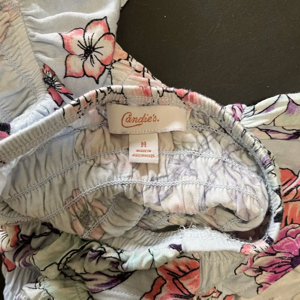 CANDIE’S Floral Ruched Layer Strapless Tube Top Women’s Sz M EUC - Image 4