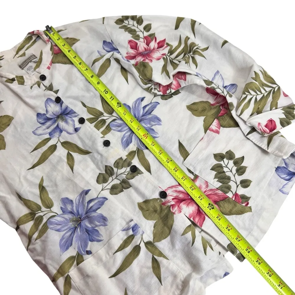 Coldwater Creek Floral Linen Blend Button Down Blazer Topper - Image 8