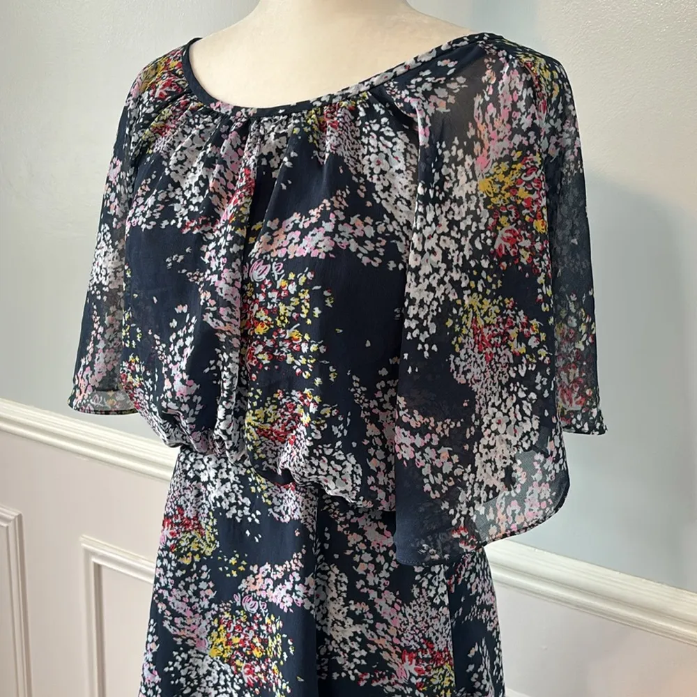 ModCloth Midi Dress Floral Flutter Sleeves Sz Small Flowy Boho Formal Pockets - Image 3