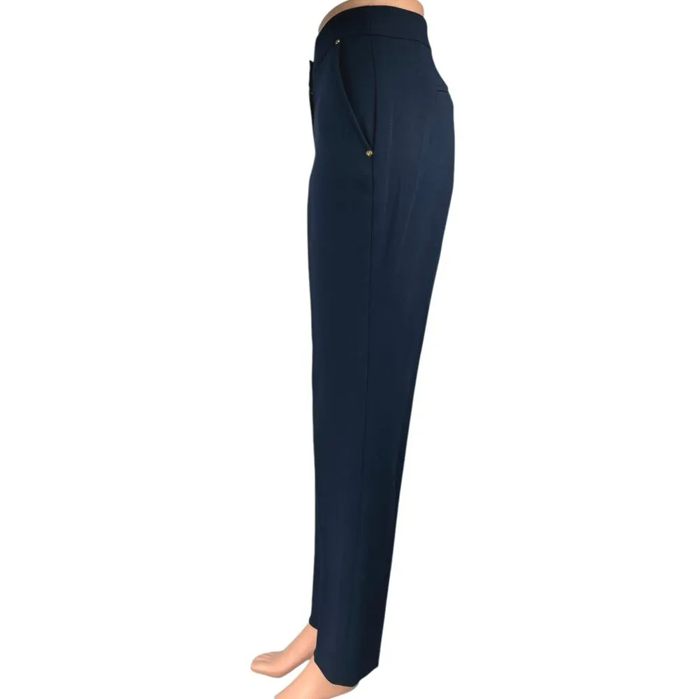 Jones New York Women's Navy Blue Stretch Straight Leg Trouser Dress Pants Size 2 - Image 2