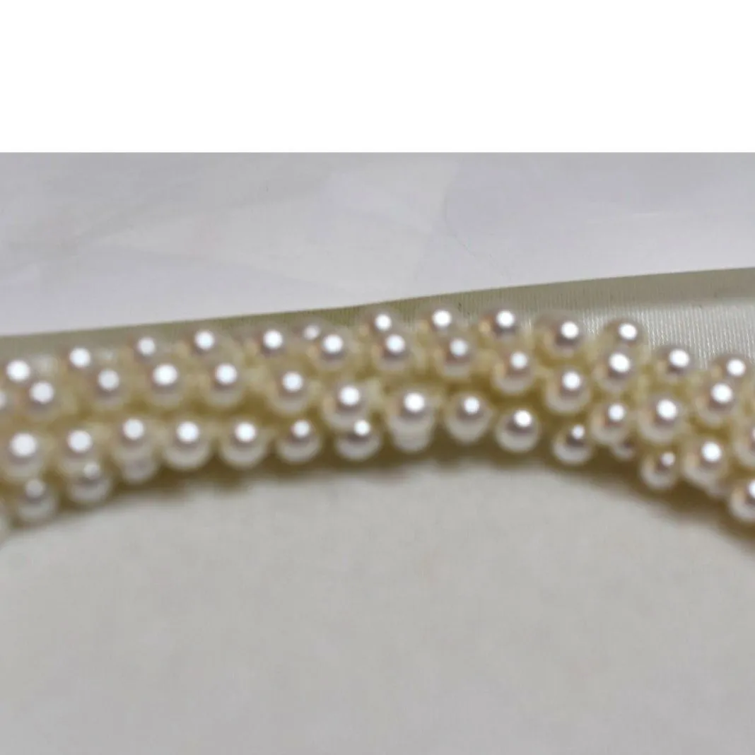 NIP Dainty Prom Bridal Party Twisted Layed Cream Faux Peart 6" Stretch Bracelet - Image 3