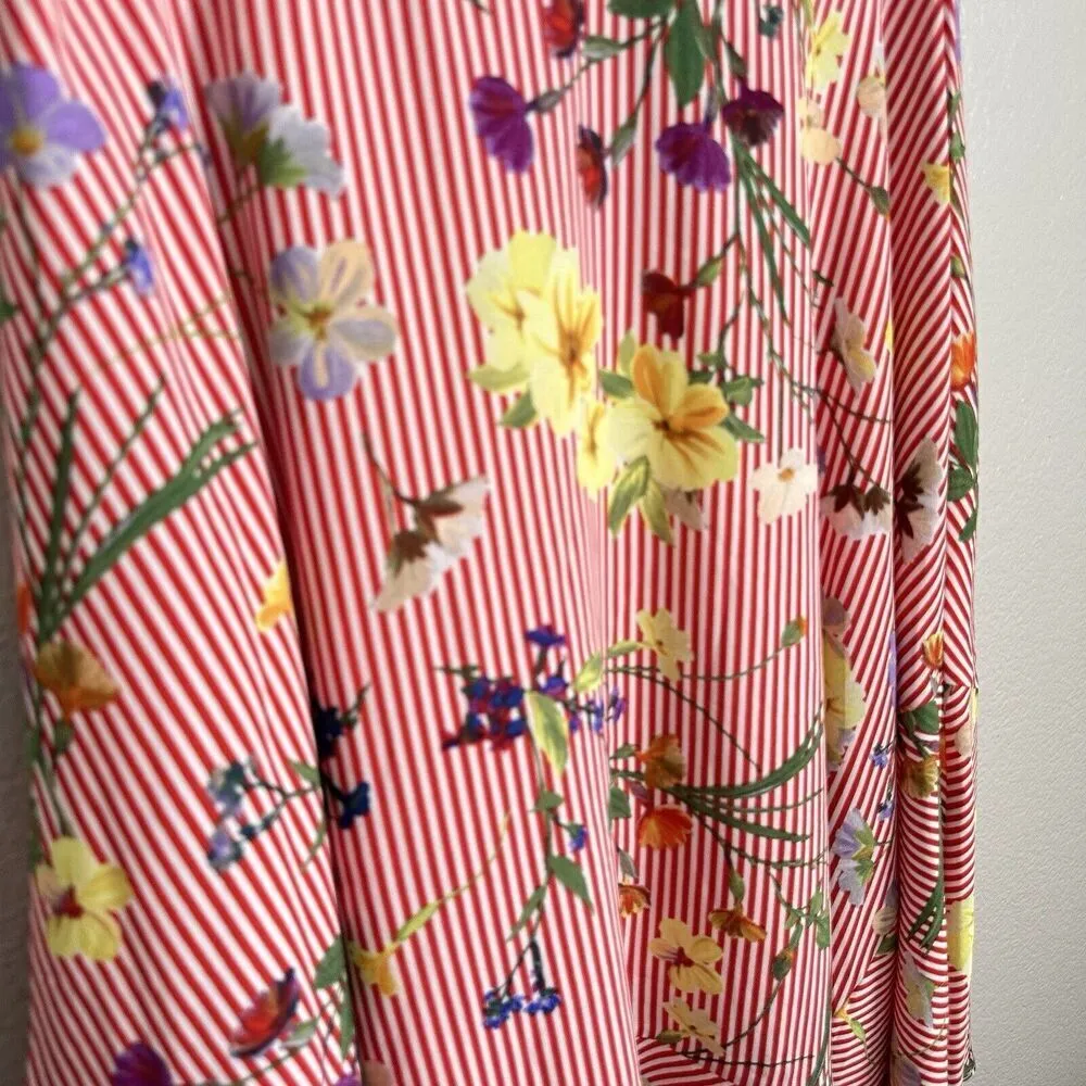 Calvin Klein Skirt Womens Size XS Asymmetrical Striped Floral Multicolor Midi - Image 3