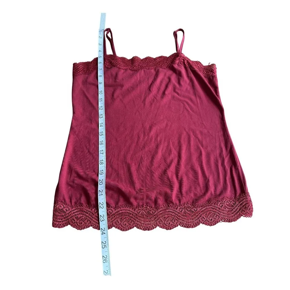 Ann Taylor Lace Trim Cami Tank Top Red Y2K Office Siren Corp Core Sz M - Image 4