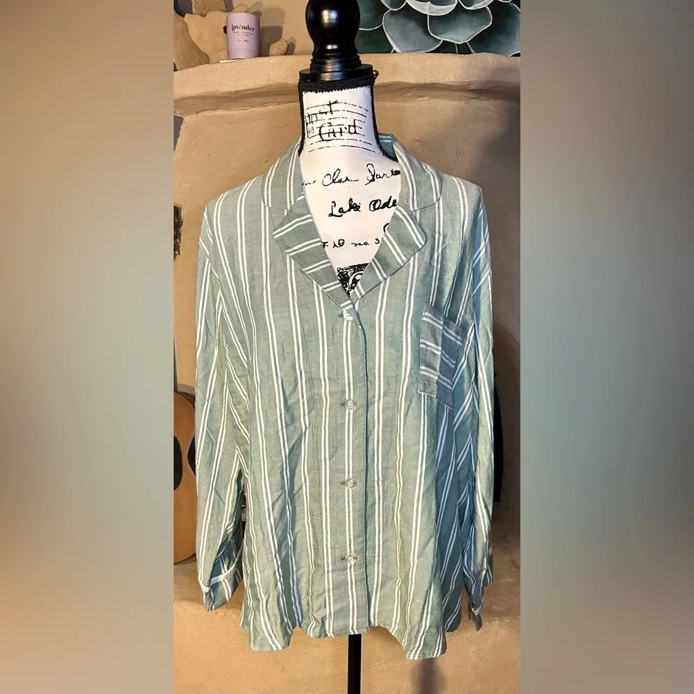 PJ Salvage Stripe Hype Pajama Set Green Size 2X - Image 6