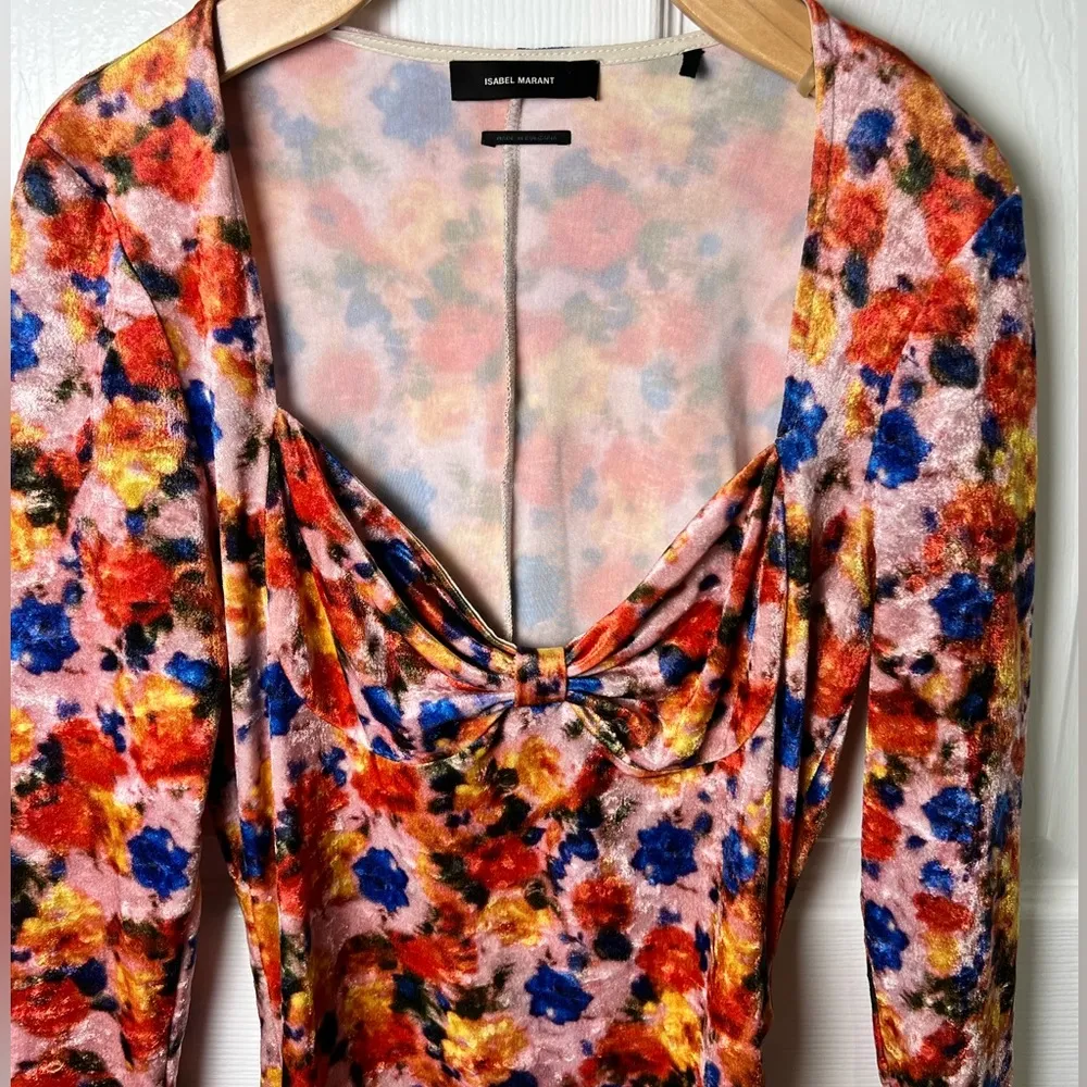 Isabel Marant Goji Printed Ruched Velvet Minidress 10 - Image 4