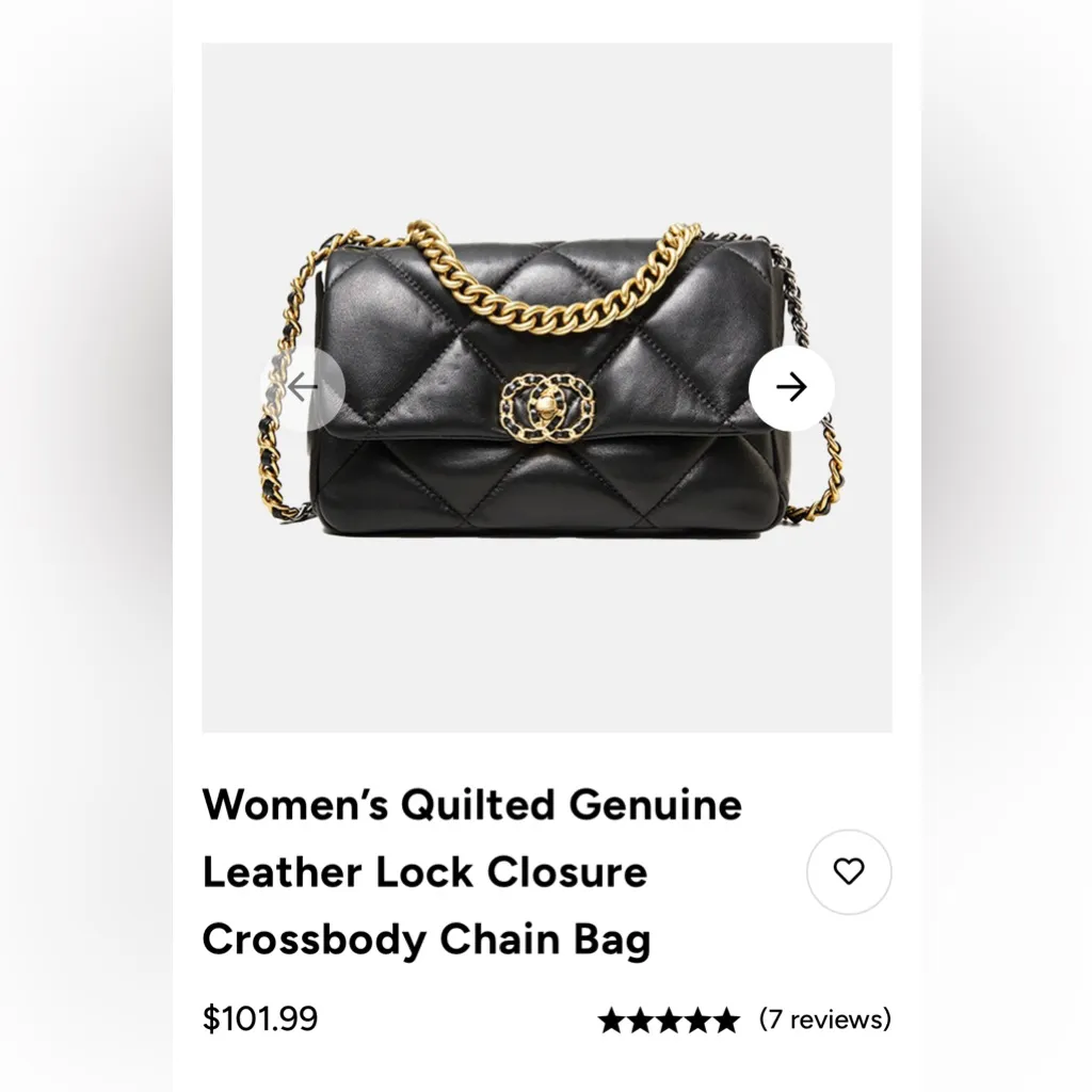 Retail $101 Women’s Quilted Genuine Leather Lock Closure Crossbody Chain Bag Black - Image 3