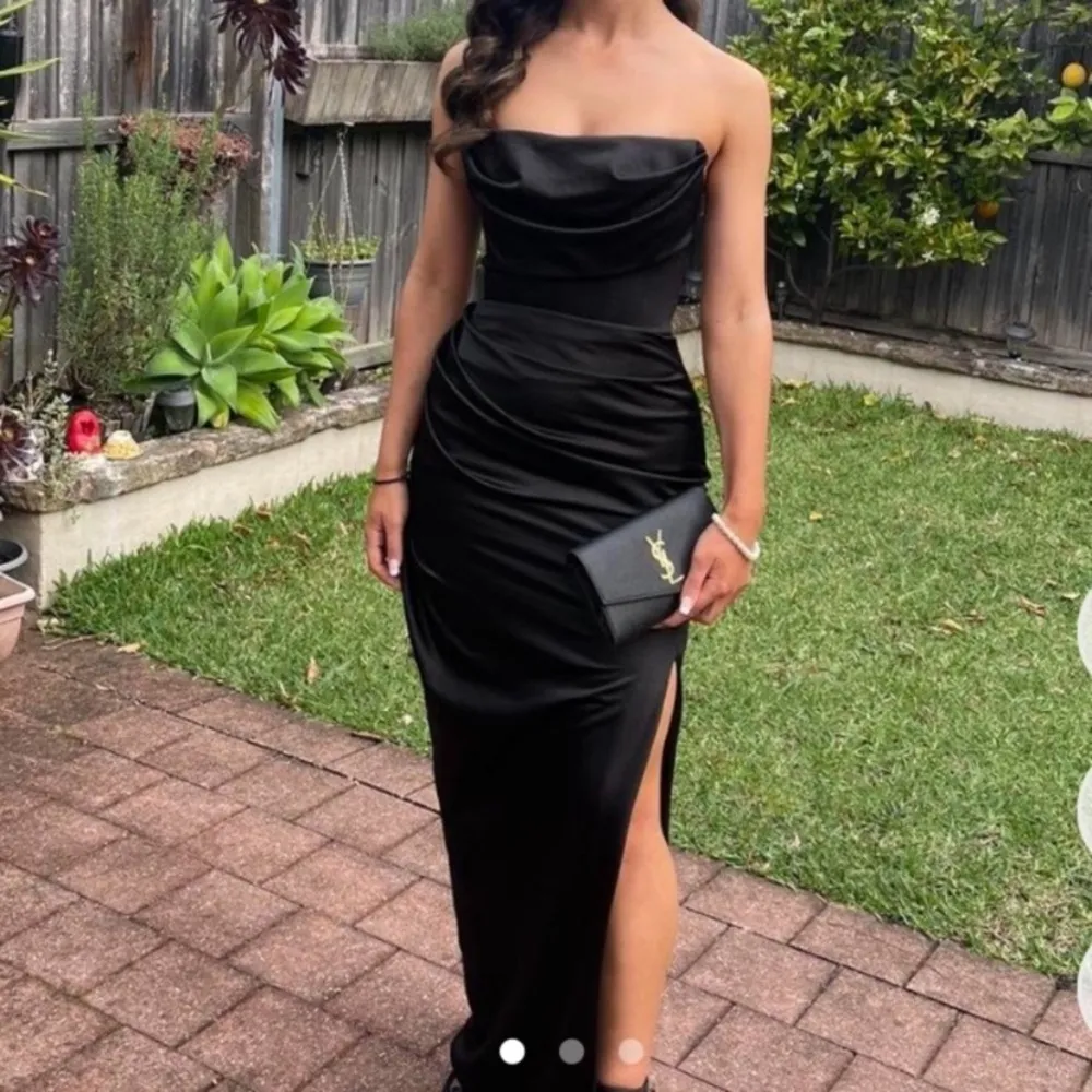 House‎ of CB L A-C Adrienne black satin strapless corset maxi dress NWOT - Image 12