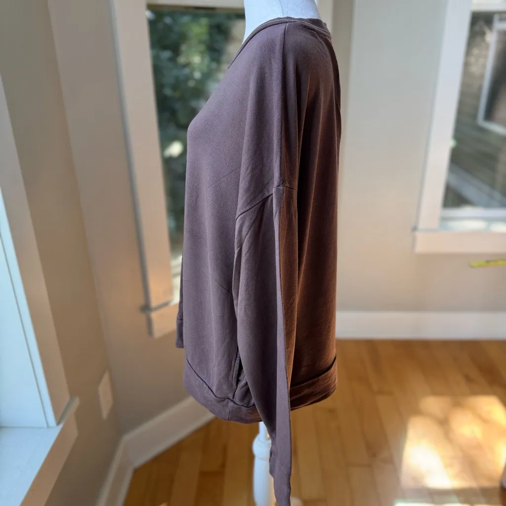 Aerie Offline Purple Taupe Crewneck Sweatshirt with Front Pockets Size Large - Image 3