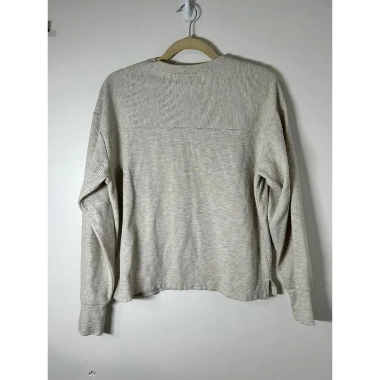VANS Crop Long Sleeve Shirt with 3 Snap details in Oatmeal unisex M - Image 3