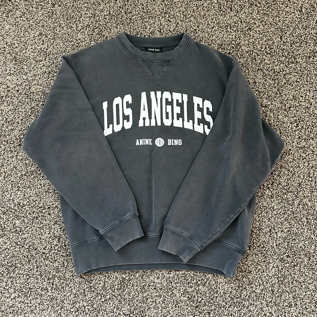 Anine Bing “Ramona” sweatshirt university Los Angeles, washed black, size small - Image 5