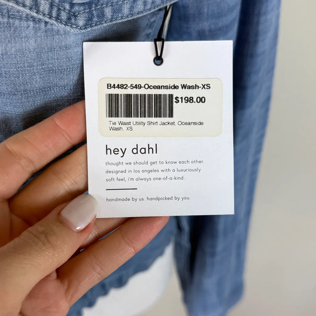 Bella Dahl Tencel Oversized Cropped Denim Shirt Jacket in Light Blue XS NWT - Image 5